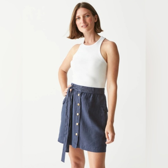 MICHAEL STARS EUC SZ M MARTINA LINEN SKIRT IN ADMIRAL (NAVY) - Picture 1 of 6